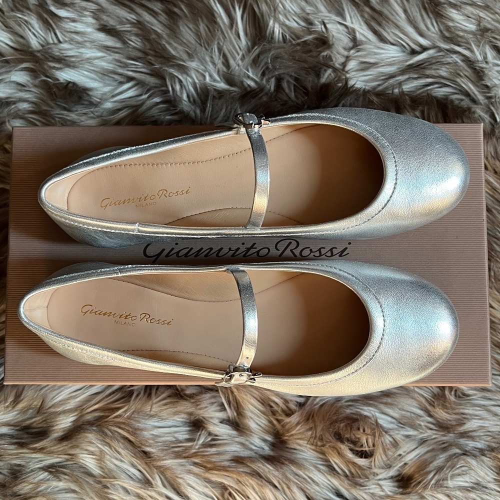 Gianvito Rossi silver ballerina flats